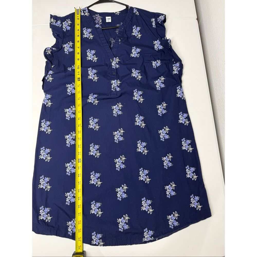 Old Navy Women’s Navy Floral Dress Ruffle Sleeve V-Neck Lightweight Cotton Sz L - Picture 7 of 9